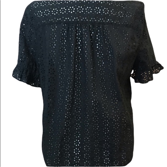 Madewell Black Village Eyelet Ruffle Sleeve Blouse - Picture 11 of 11